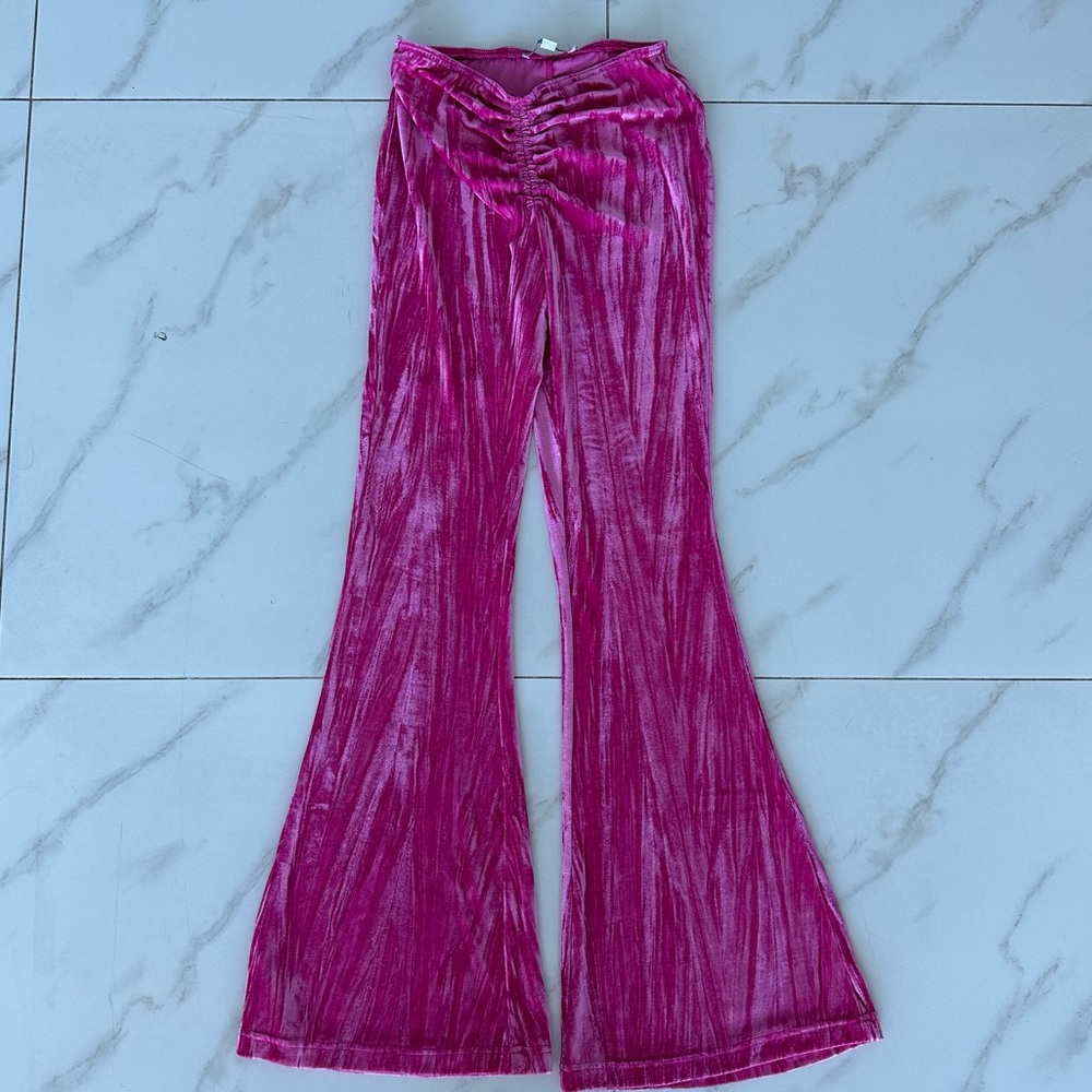 Urban Outfitters Pink Velvet Leggings / Bell Bottom Pants